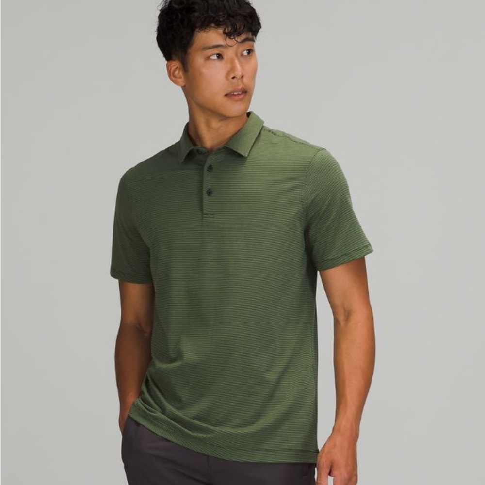 Lululemon Evolution Polo in Tonka Stripe Rainforest Green Green Twill size XL